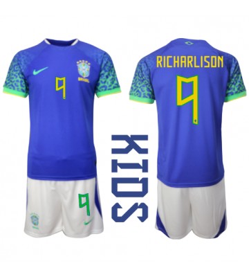 Maillot de foot Brésil Richarlison #9 Extérieur enfant Monde 2022 Manches Courte (+ pantalon court)